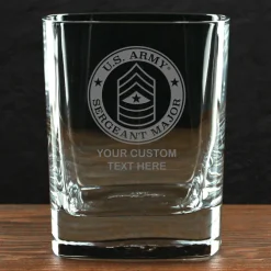 US Army 'Build Your Glass' Personalized 11.5 oz. Square Double Old Fashioned Whiskey Glass