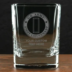 US Army 'Build Your Glass' Personalized 11.5 oz. Square Double Old Fashioned Whiskey Glass