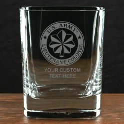 US Army 'Build Your Glass' Personalized 11.5 oz. Square Double Old Fashioned Whiskey Glass