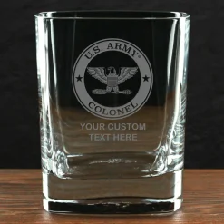 US Army 'Build Your Glass' Personalized 11.5 oz. Square Double Old Fashioned Whiskey Glass