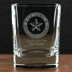 US Army 'Build Your Glass' Personalized 11.5 oz. Square Double Old Fashioned Whiskey Glass