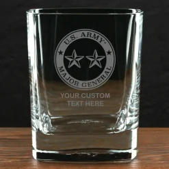 US Army 'Build Your Glass' Personalized 11.5 oz. Square Double Old Fashioned Whiskey Glass