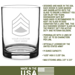 US Army 'Build Your Glass' Personalized 14 oz. Double Old Fashioned Whiskey Glass