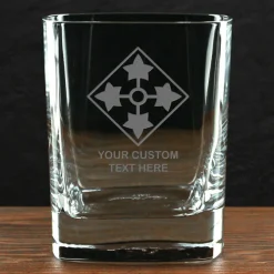 US Army 'Build Your Glass' Personalized 11.5 oz. Square Double Old Fashioned Whiskey Glass