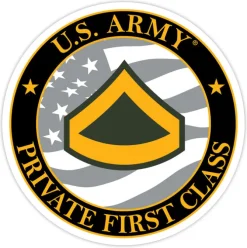 US Army E-3 Private First Class 3.5" Decal by 7.62 Design