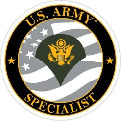 US Army E-4 Specialist 3.5" Decal by 7.62 Design