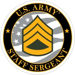US Army E-6 Staff Sergeant 3.5" Decal by 7.62 Design