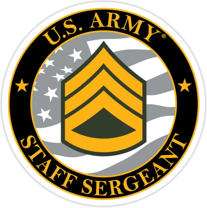 US Army E-6 Staff Sergeant 3.5" Decal by 7.62 Design
