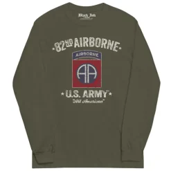 US Army 82nd Airborne - Black Ink Mens Long Sleeve T-Shirt