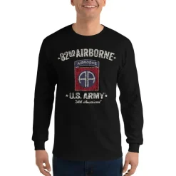 US Army 82nd Airborne - Black Ink Mens Long Sleeve T-Shirt