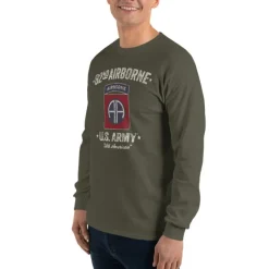 US Army 82nd Airborne - Black Ink Mens Long Sleeve T-Shirt