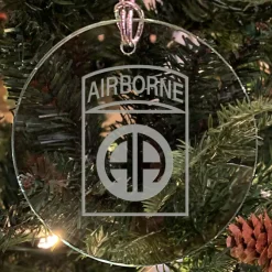 U.S. Army 'Pick Your Design' 3" Round Etched Glass Christmas Tree Ornament