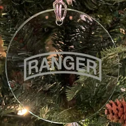 U.S. Army 'Pick Your Design' 3" Round Etched Glass Christmas Tree Ornament