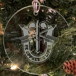 U.S. Army 'Pick Your Design' 3" Round Etched Glass Christmas Tree Ornament