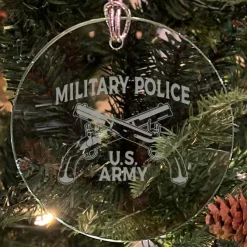 U.S. Army 'Pick Your Design' 3" Round Etched Glass Christmas Tree Ornament