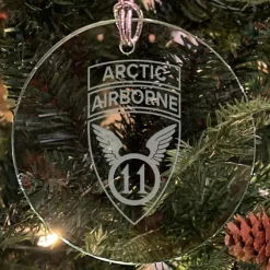 U.S. Army 'Pick Your Design' 3" Round Etched Glass Christmas Tree Ornament