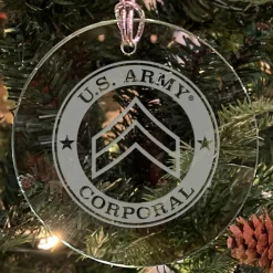 U.S. Army 'Pick Your Design' 3" Round Etched Glass Christmas Tree Ornament
