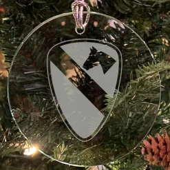 U.S. Army 'Pick Your Design' 3" Round Etched Glass Christmas Tree Ornament