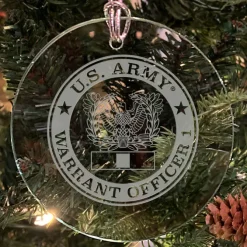 U.S. Army 'Pick Your Design' 3" Round Etched Glass Christmas Tree Ornament