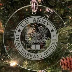 U.S. Army 'Pick Your Design' 3" Round Etched Glass Christmas Tree Ornament