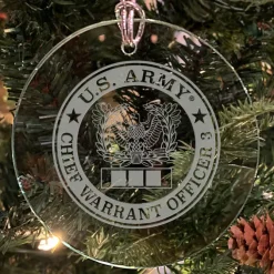 U.S. Army 'Pick Your Design' 3" Round Etched Glass Christmas Tree Ornament