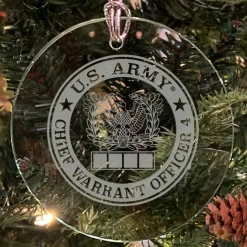 U.S. Army 'Pick Your Design' 3" Round Etched Glass Christmas Tree Ornament