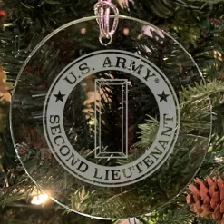 U.S. Army 'Pick Your Design' 3" Round Etched Glass Christmas Tree Ornament