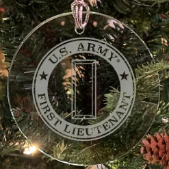 U.S. Army 'Pick Your Design' 3" Round Etched Glass Christmas Tree Ornament