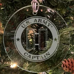 U.S. Army 'Pick Your Design' 3" Round Etched Glass Christmas Tree Ornament