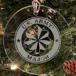 U.S. Army 'Pick Your Design' 3" Round Etched Glass Christmas Tree Ornament