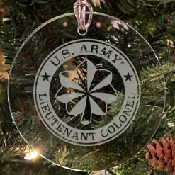 U.S. Army 'Pick Your Design' 3" Round Etched Glass Christmas Tree Ornament