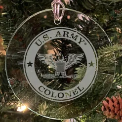 U.S. Army 'Pick Your Design' 3" Round Etched Glass Christmas Tree Ornament