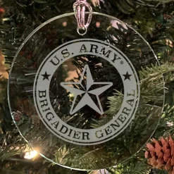 U.S. Army 'Pick Your Design' 3" Round Etched Glass Christmas Tree Ornament