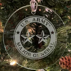U.S. Army 'Pick Your Design' 3" Round Etched Glass Christmas Tree Ornament