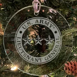 U.S. Army 'Pick Your Design' 3" Round Etched Glass Christmas Tree Ornament