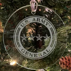 U.S. Army 'Pick Your Design' 3" Round Etched Glass Christmas Tree Ornament