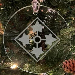 U.S. Army 'Pick Your Design' 3" Round Etched Glass Christmas Tree Ornament