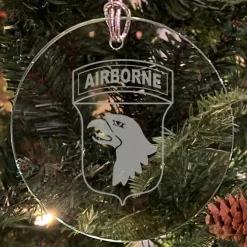 U.S. Army 'Pick Your Design' 3" Round Etched Glass Christmas Tree Ornament