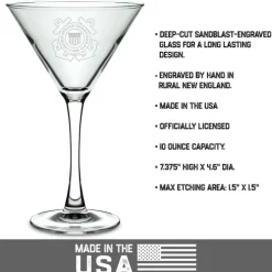 US Coast Guard Logo 10 oz. Martini Glass