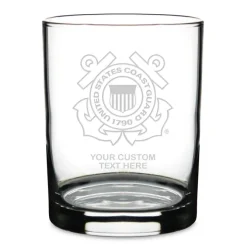 US Coast Guard Logo Personalized 14 oz. Double Old Fashioned Glass