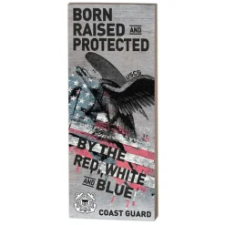 U.S. Coast Guard Red White & Blue 7 x 18 inch Wood Sign- Made In The USA