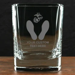 US Marine Corps 'Build Your Glass' Personalized 11.5 oz. Square Double Old Fashioned Whiskey Glass