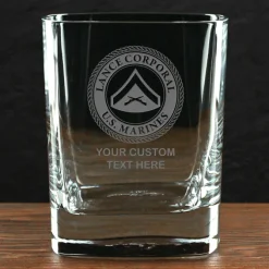 US Marine Corps 'Build Your Glass' Personalized 11.5 oz. Square Double Old Fashioned Whiskey Glass
