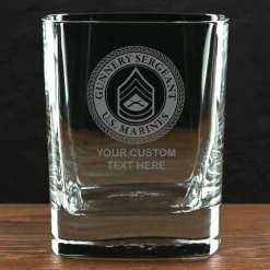 US Marine Corps 'Build Your Glass' Personalized 11.5 oz. Square Double Old Fashioned Whiskey Glass