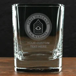 US Marine Corps 'Build Your Glass' Personalized 11.5 oz. Square Double Old Fashioned Whiskey Glass