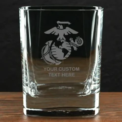 US Marine Corps 'Build Your Glass' Personalized 11.5 oz. Square Double Old Fashioned Whiskey Glass