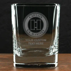 US Marine Corps 'Build Your Glass' Personalized 11.5 oz. Square Double Old Fashioned Whiskey Glass
