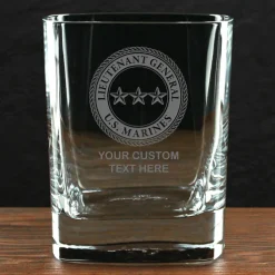 US Marine Corps 'Build Your Glass' Personalized 11.5 oz. Square Double Old Fashioned Whiskey Glass