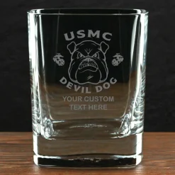 US Marine Corps 'Build Your Glass' Personalized 11.5 oz. Square Double Old Fashioned Whiskey Glass