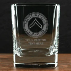 US Marine Corps 'Build Your Glass' Personalized 11.5 oz. Square Double Old Fashioned Whiskey Glass
